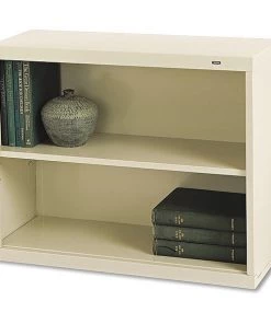 Tennsco Metal Bookcase, Two-Shelf, 34-1/2w x 13-1/2d x 28h, Putty