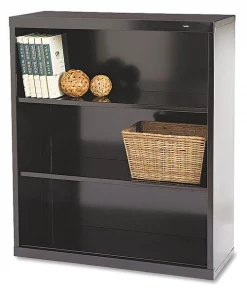 Tennsco Metal Bookcase, Three-Shelf, 34-1/2w x 13-1/2d x 40h, Black