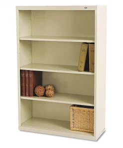 Tennsco Metal Bookcase, Four-Shelf, 34-1/2w x 13-1/2d x 52-1/2h, Putty