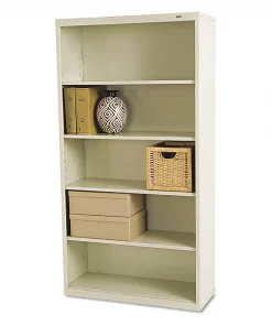Tennsco Metal Bookcase, Five-Shelf, 34-1/2w x 13-1/2d x 66h, Putty