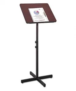 Safco Adjustable Speaker Stand, 21w x 21d x 29-1/2h to 46h, Mahogany/Black