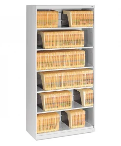 Tennsco 36" W 6 Drawer Open Fixed File Cabinet, Light Gray, Legal/Letter