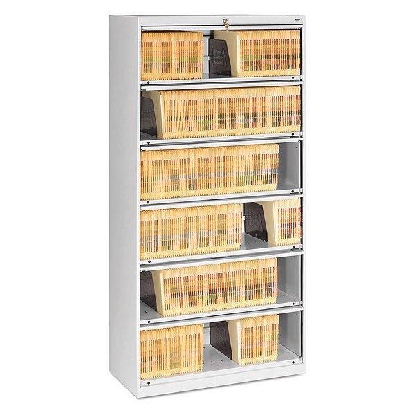 Tennsco 36" W 6 Drawer File Cabinet, Light Gray, Legal/Letter