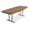 Barricks. Boat Folding Table, 96" W, 36" L, 30" H, Walnut/Black Top, Laminate
