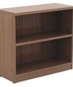 Alera Valencia Bookcase, 2-Shelf, 31 3/4w x 14d x 29 1/2h, Modern Walnut