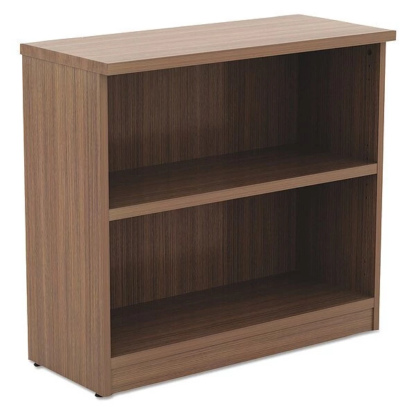 Alera Valencia Bookcase, 2-Shelf, 31 3/4w x 14d x 29 1/2h, Modern Walnut