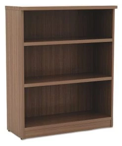 Alera Valencia Bookcase, 3-Shelf, 31 3/4w x 14d x 39 3/8h, Mod Walnut