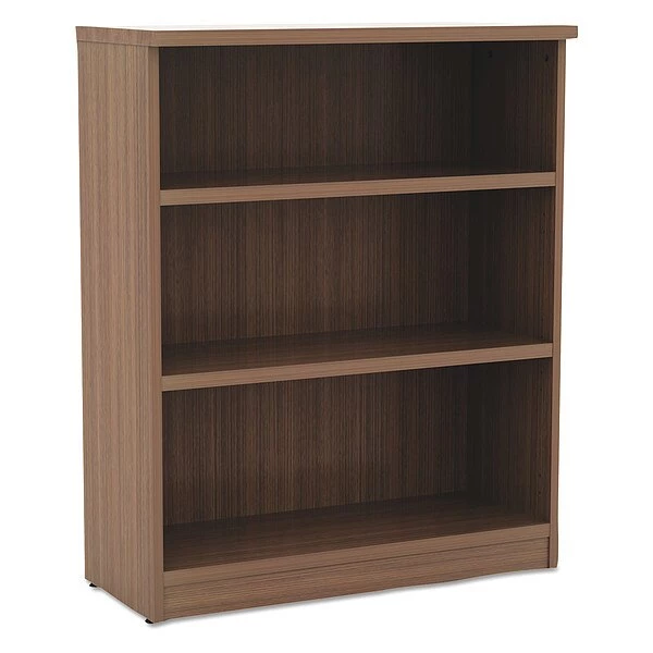 Alera Valencia Bookcase, 3-Shelf, 31 3/4w x 14d x 39 3/8h, Mod Walnut