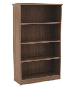 Alera Valencia Bookcase, 4-Shelf, 31 3/4w x 14d x 55h, Modern Walnut