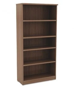 Alera Valencia Bookcase, 5-Shelf, 31 3/4w x 14d x 65h, Modern Walnut