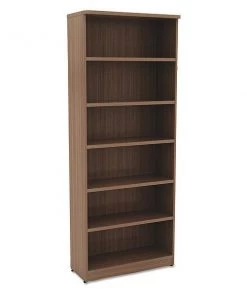Alera Valencia Bookcase, 6-Shelf, 31 3/4w x 14d x 80 3/8h, Mod Walnut