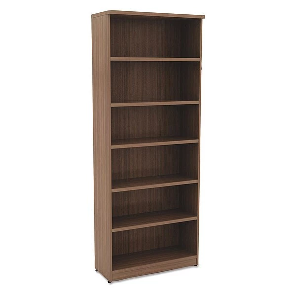 Alera Valencia Bookcase, 6-Shelf, 31 3/4w x 14d x 80 3/8h, Mod Walnut