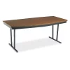 Barricks. Boat Folding Table, 72" W, 36" L, 30" H, Walnut/Black Top, Laminate
