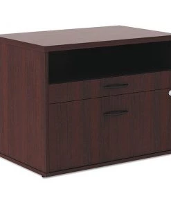 Alera 29-1/2" W 2 Drawer Low File Cabinet, Mahogany, Legal/Letter