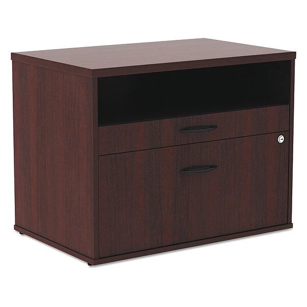 Alera 29-1/2" W 2 Drawer Low File Cabinet, Mahogany, Legal/Letter