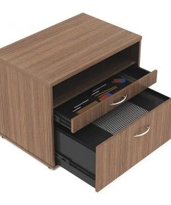 Alera 29-1/2" W 2 Drawer File Cabinet, Modern Walnut, Legal/Letter