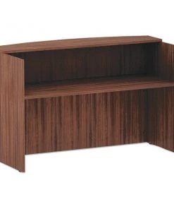 Alera Reception Desk, 71" W, 42.5" H, Modern Walnut, Woodgrain Laminate