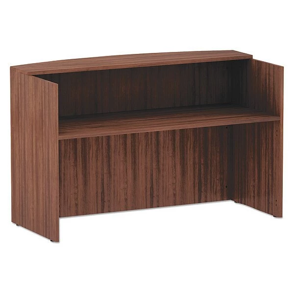Alera Reception Desk, 71" W, 42.5" H, Modern Walnut, Woodgrain Laminate