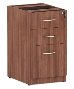 Alera 15.63" W 3 Drawer Box/File Pedestal, Modern Walnut, Legal/Letter