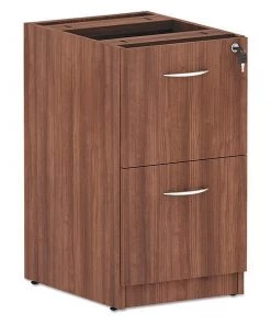 Alera 15.63" W 2 Drawer File Pedestal, Modern Walnut, Legal/Letter