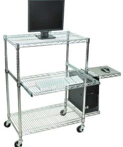 Luxor Computer Workstation, Portable, Chrome