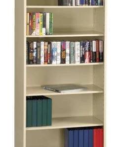 Tennsco 6-Shelf Bookcase, All Welded Steel 84"x36" Champagne/Putty