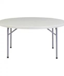 National Public Seating Round Folding Table, 60" W, 29-1/2" H, Blow-molded plastic Top, Speckled Gray