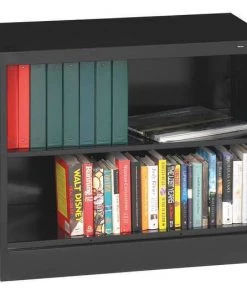 Tennsco 2-Shelf Bookcase, All Welded Steel 30"x36" Black