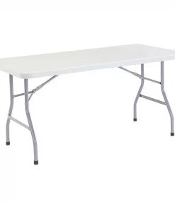 National Public Seating Rectangle Folding Table, 30" W, 60" L, 29-1/2" H, Blow-molded plastic Top, Speckled Gray