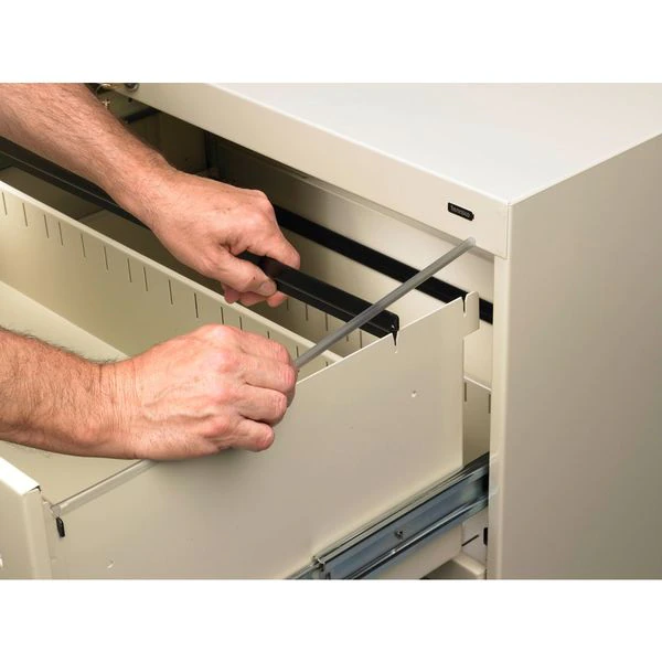 Tennsco 42" W Laterial File Cabinet, Champagne/Putty - Image 4