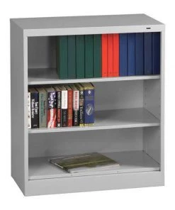 Tennsco 3-Shelf Bookcase, All Welded Steel 42"x36" Light Grey