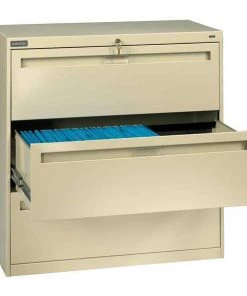 Tennsco 42" W Laterial File Cabinet, Champagne/Putty