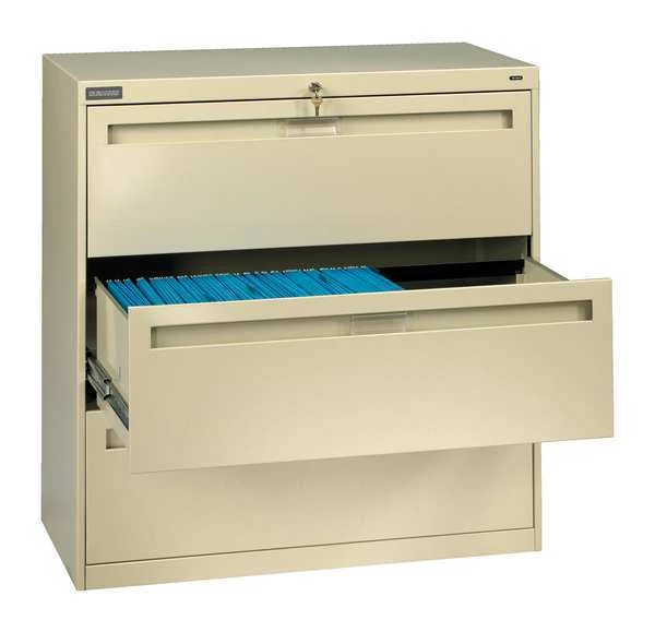 Tennsco 42" W Laterial File Cabinet, Champagne/Putty