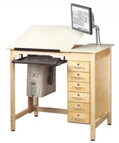 Diversified Woodcrafts Drawing Table, 30" D, 42" W, 39-3/4" H, Almond, Plastic Laminate