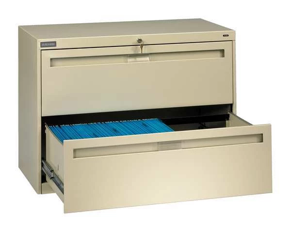 Tennsco 42" W Laterial File Cabinet, Champagne/Putty