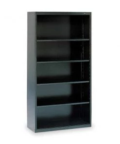 Tennsco 5-Shelf Stationary Bookcase, 66"x34-1/2" Black