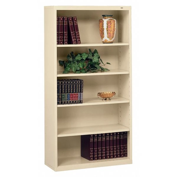 Tennsco 5-Shelf Stationary Bookcase, 66"x34-1/2" Champ/Putty - Image 2