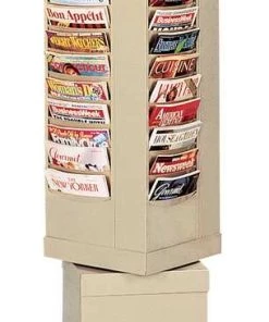 Durham Mfg Magazine Display 44 Compartments, 14-1/8"W x 14-1/8"D Tan