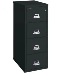 Fireking 12-3/16" W 4 Drawer Vertical File, Black, Letter