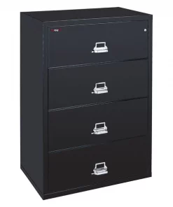 Fireking 25-3/16" W 4 Drawer Lateral File, Black, Letter/Legal