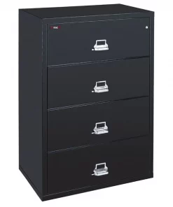 Fireking 31-15/16" W 4 Drawer Lateral File, Black, Letter/Legal