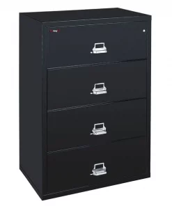 Fireking 38-15/16" W 4 Drawer Lateral File, Black, Letter/Legal