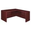 Legacy Pedestal Desk, 77" D, 66" W, 29" H, Mahogany, Melamine Laminate