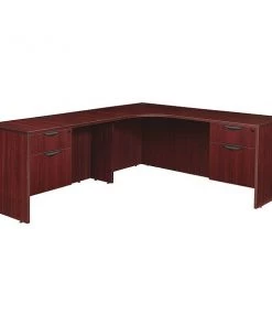 Legacy Corner Desk, 72" D, 71" W, 29" H, Mahogany, Melamine Laminate