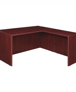 Legacy L Shaped Desk, 30" D, 60" W, 29" H, Mahogany, Melamine Laminate