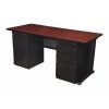 Fusion Pedestal Desk, 30" D, 66" W, 29" H, Mahogany, Melamine Laminate