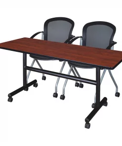 Kobe Rectangle FlipTop Table, 60" W, 29" H, Laminate Top, Cherry