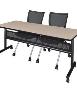Kobe Rectangle FlipTop Table, 72" W, 29" H, Laminate Top, Beige