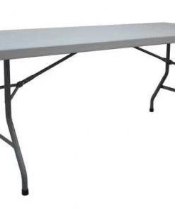 Zoro Select Rectangle Folding Table, 30" W, 72" L, 29" H, Blow Molded Polyethylene Top, Gray