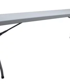Zoro Select Rectangle Folding Table, 30" W, 96" L, 29" H, Blow Molded Polyethylene Top, Gray